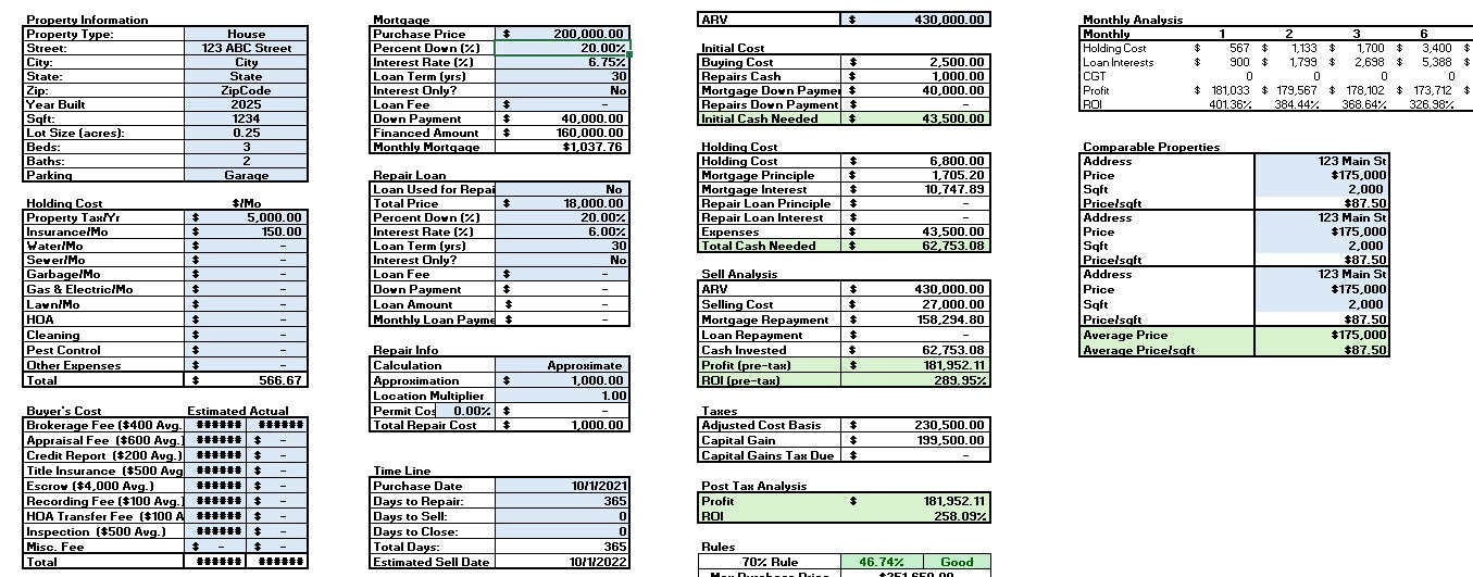 Fix and Flip Calculator